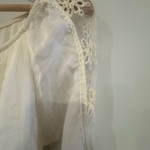 Nicole Italy NWT Pure Silk Boho Lace Mini Dress Tunic Cream M - Picture 4 of 10